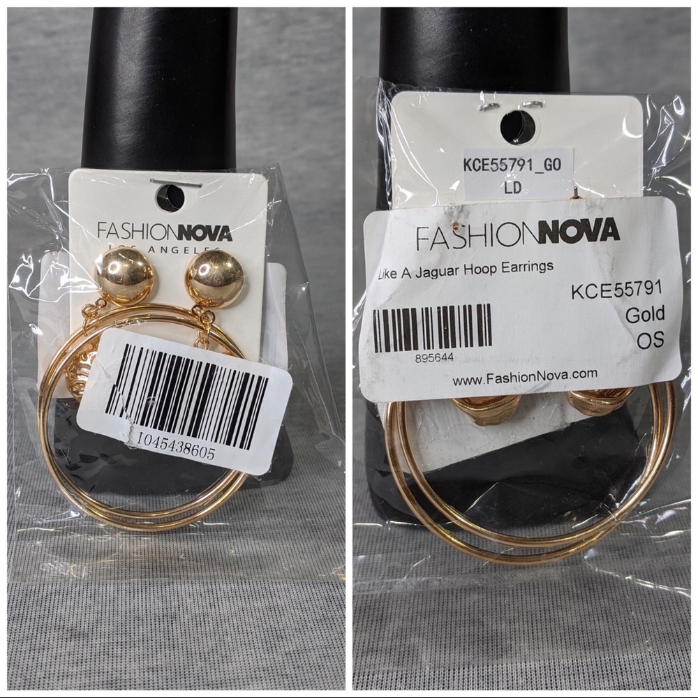 Lot of 2 Fashion Nova Hoop & Dangle Earrings - Picture 3 of 8